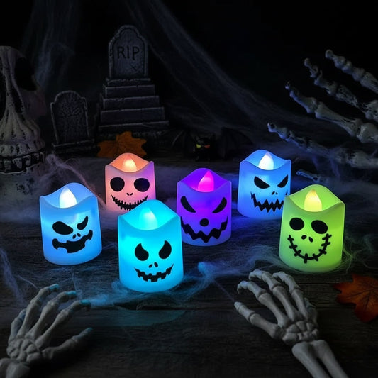 Halloween Pumpkin Tea Light Candle Set – LED, Flameless & Decorative Design