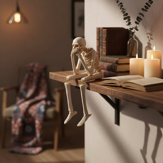 Halloween Skeleton Figurine – Gothic Home Decor, Tabletop Accent & Spooky Design