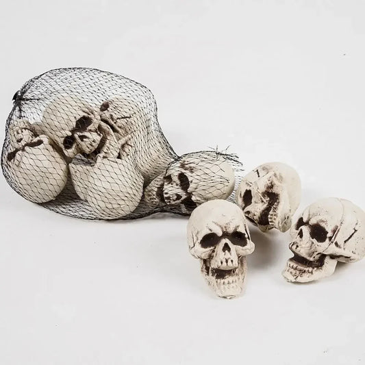 Halloween Skeleton Skull Decorations – Set of 10, White Finish & Tabletop Display