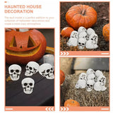 Halloween Skeleton Skull Decorations – Set of 10, White Finish & Tabletop Display