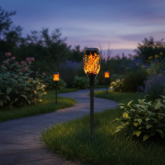 Solar Torch Light – Flickering Flame Effect, Rechargeable & Halloween Decor
