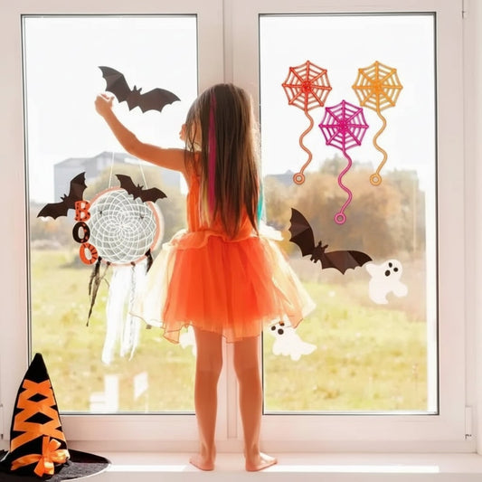 Halloween Spider Web Party Set – Window Hanging, Festive & Reusable Design