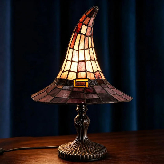 Gothic Accent Table Lamp – USB Powered, Wizard Hat Design & Halloween Decor