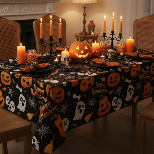 Halloween Tablecloth – Spiderweb Pattern, Party Decor & Table Cover