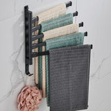 Wall Towel Holder – 5 Swivel Arms, Black Metal & 60×35cm Space-Saving