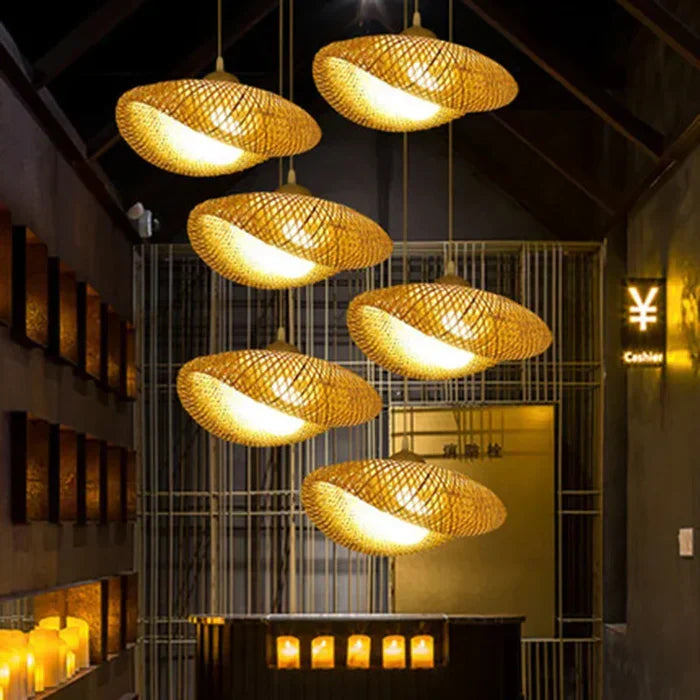 RayaLicht Handmade Rattan Pendant Lamp - Boho Chic Lighting Fixture for Home Decor