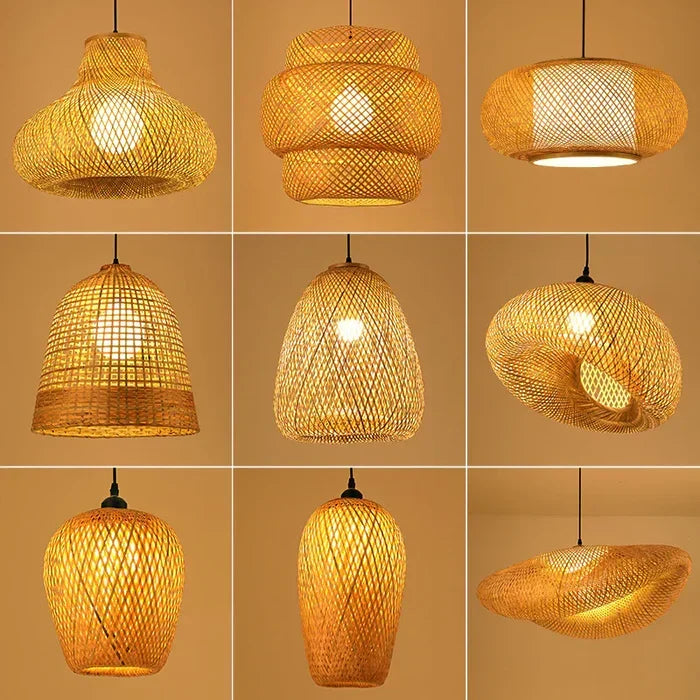 RayaLicht Handmade Rattan Pendant Lamp - Boho Chic Lighting Fixture for Home Decor