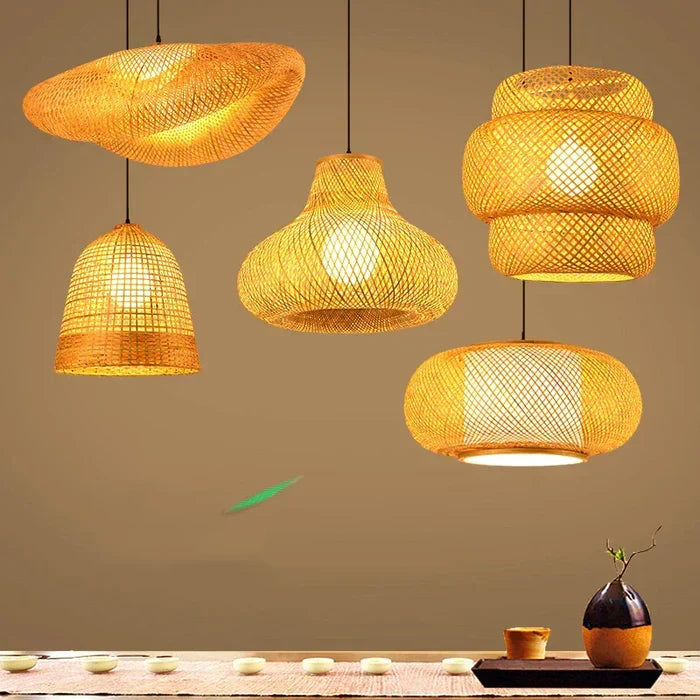 RayaLicht Handmade Rattan Pendant Lamp - Boho Chic Lighting Fixture for Home Decor