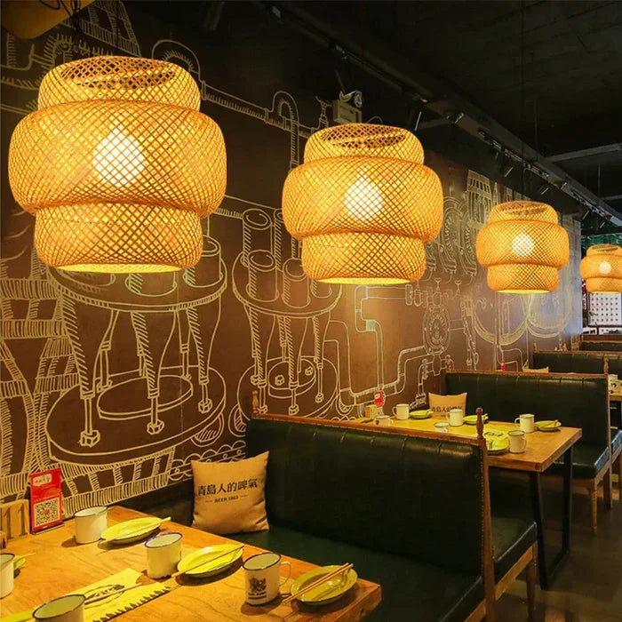 RayaLicht Handmade Rattan Pendant Lamp - Boho Chic Lighting Fixture for Home Decor