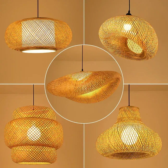 RayaLicht Handmade Rattan Pendant Lamp - Boho Chic Lighting Fixture for Home Decor
