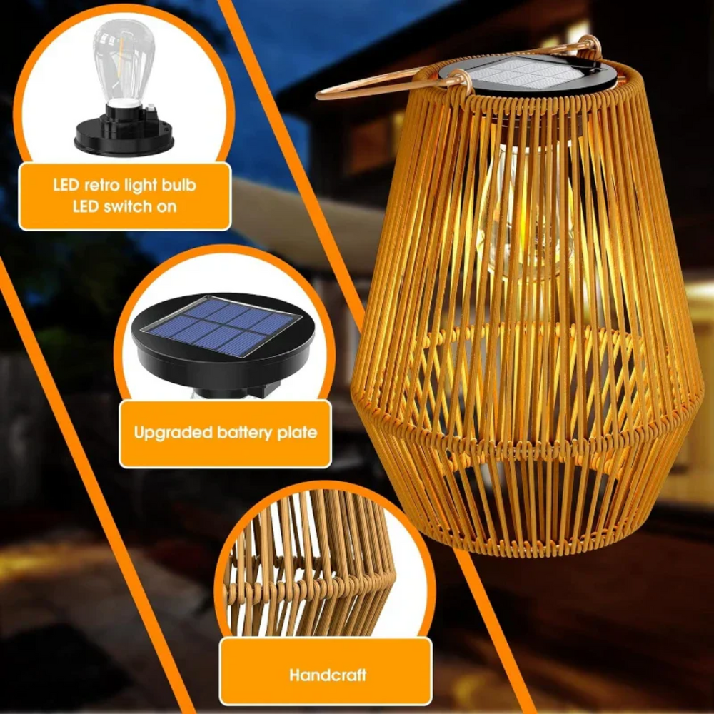 SunWeave Handwoven Waterproof Solar Garden Lamp - Eco-Friendly Outdoor Lighting