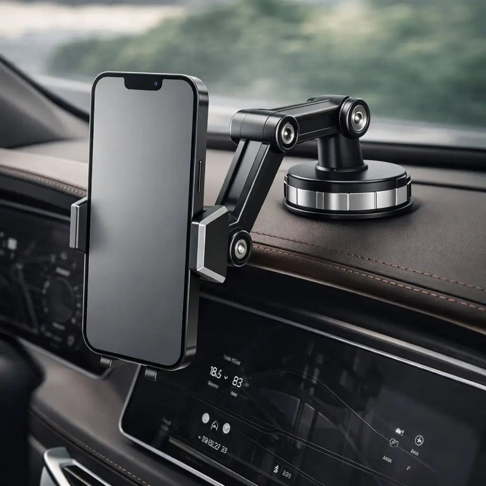 Suction Cup Car Phone Holder – 360° Rotation, Adjustable Arm & Universal Fit