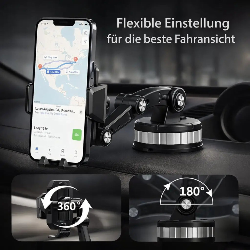 Suction Cup Car Phone Holder – 360° Rotation, Adjustable Arm & Universal Fit