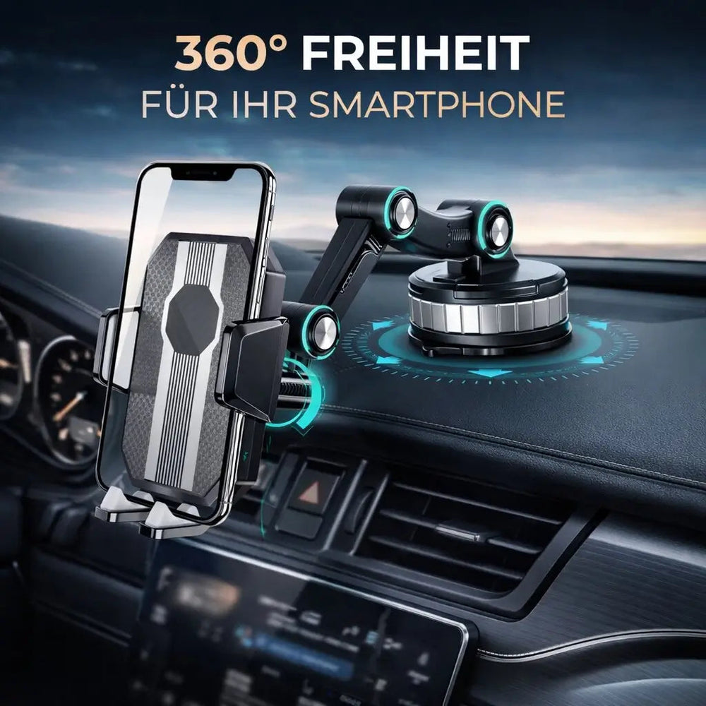Suction Cup Car Phone Holder – 360° Rotation, Adjustable Arm & Universal Fit