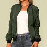 Women's high neck bomber jacket, view 1