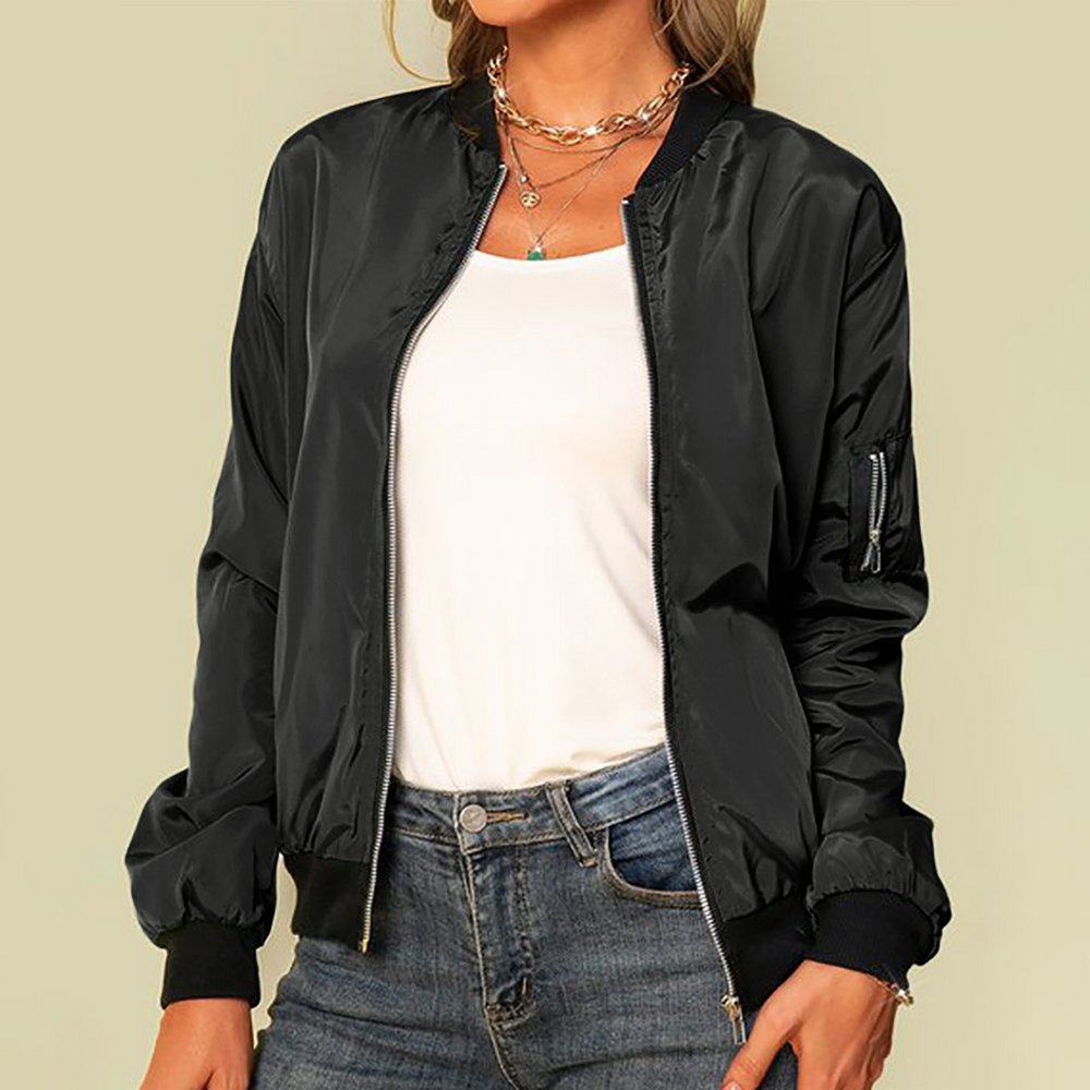 Women's high neck bomber jacket, view 3