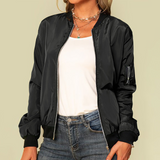 Women's high neck bomber jacket, view 3