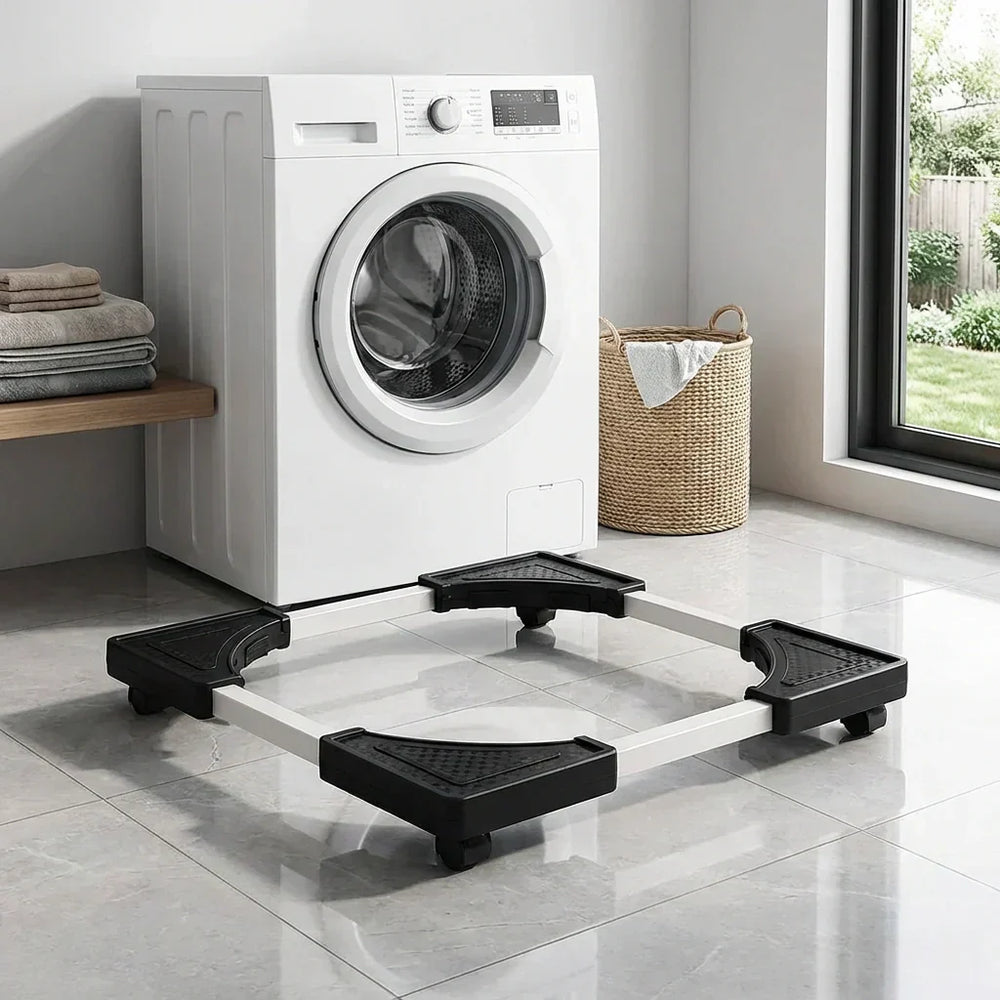 Adjustable Appliance Roller Base – Fits to 50×50cm, Locking Wheels & Anti-Vibration