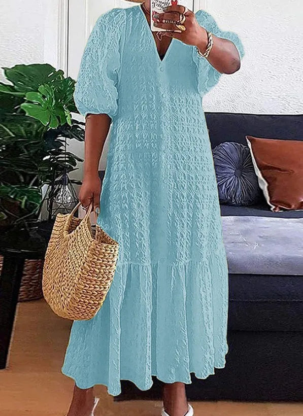 Plus-Size V-Neck Maxi Dress - Elegant & Flattering Sexy Evening Wear