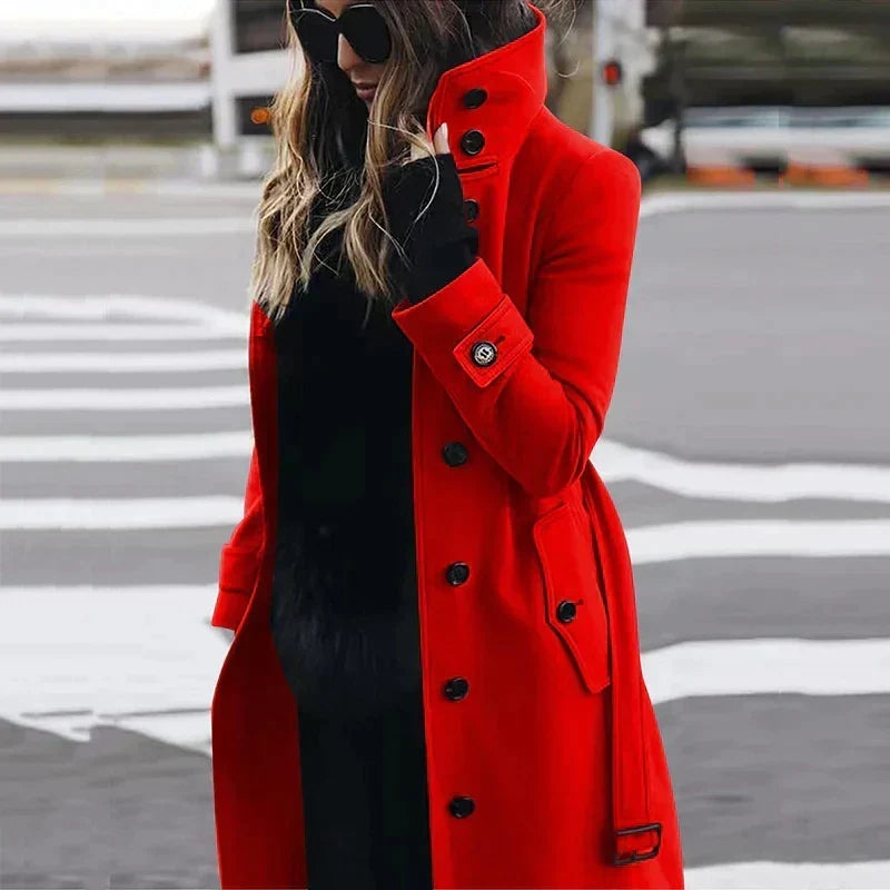 Women's belted trench coat, view 1