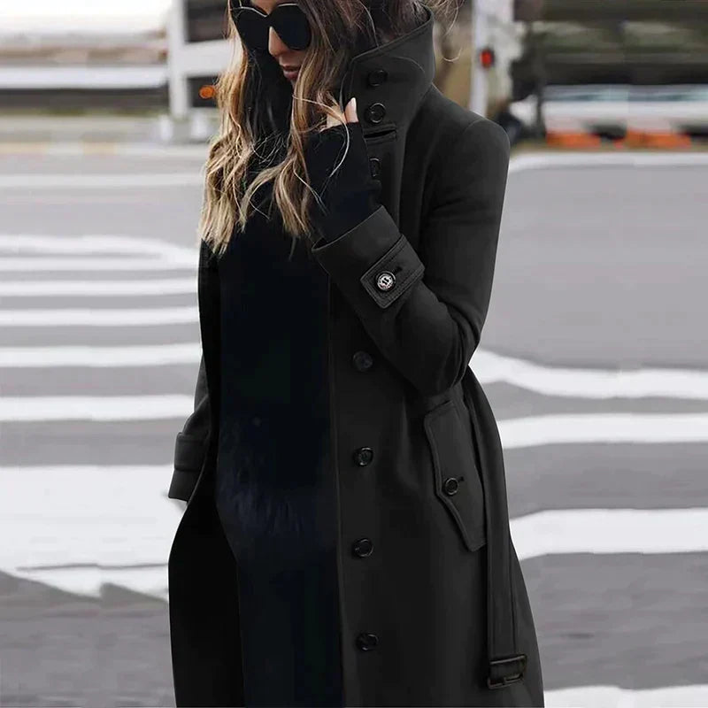 Women's belted trench coat, view 3