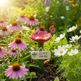Hand-Painted Bee & Butterfly Water Feeder – Weatherproof Resin, Ground Stake & Pollinator Safe