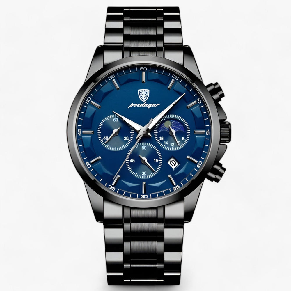 Men's Chronograph Watch – Titanium Steel, Leather or Steel Band & Luminous Hands