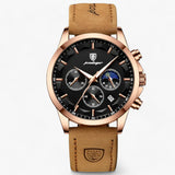 Men's Chronograph Watch – Titanium Steel, Leather or Steel Band & Luminous Hands