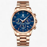 Men's Chronograph Watch – Titanium Steel, Leather or Steel Band & Luminous Hands