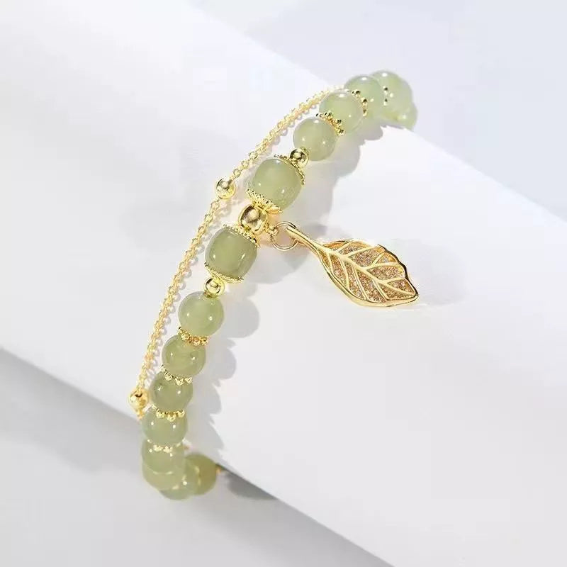 Elegant Hetian Jade Bracelet with Gold Accents - Authentic Chinese Jade Jewelry