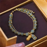 Elegant Hetian Jade Bracelet with Gold Accents - Authentic Chinese Jade Jewelry
