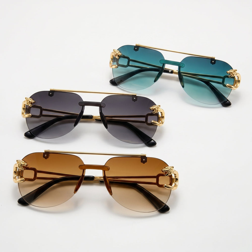 Rimless Aviator Sunglasses – Gradient Lenses, Metal Bridge & Unisex
