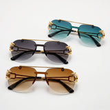 Rimless Aviator Sunglasses – Gradient Lenses, Metal Bridge & Unisex