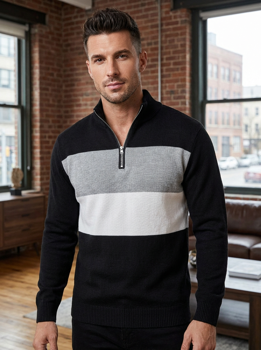 Brit & Boho™ Aspen Colorblock Quarter-Zip Pullover for Women | Stylish & Comfortable Layering Top