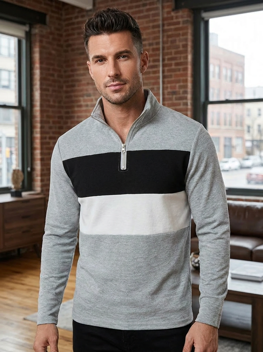 Brit & Boho™ Aspen Colorblock Quarter-Zip Pullover for Women | Stylish & Comfortable Layering Top