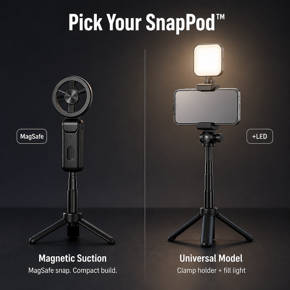 Magnetic Smartphone Tripod – 4-Leg Stability, MagSafe Compatible & Bluetooth Remote