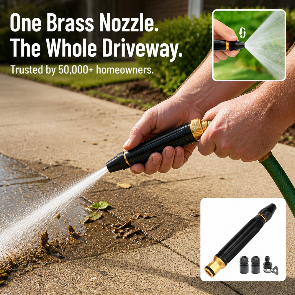 Adjustable Garden Hose Nozzle – Solid Brass, High-Pressure Jet & Mist Spray