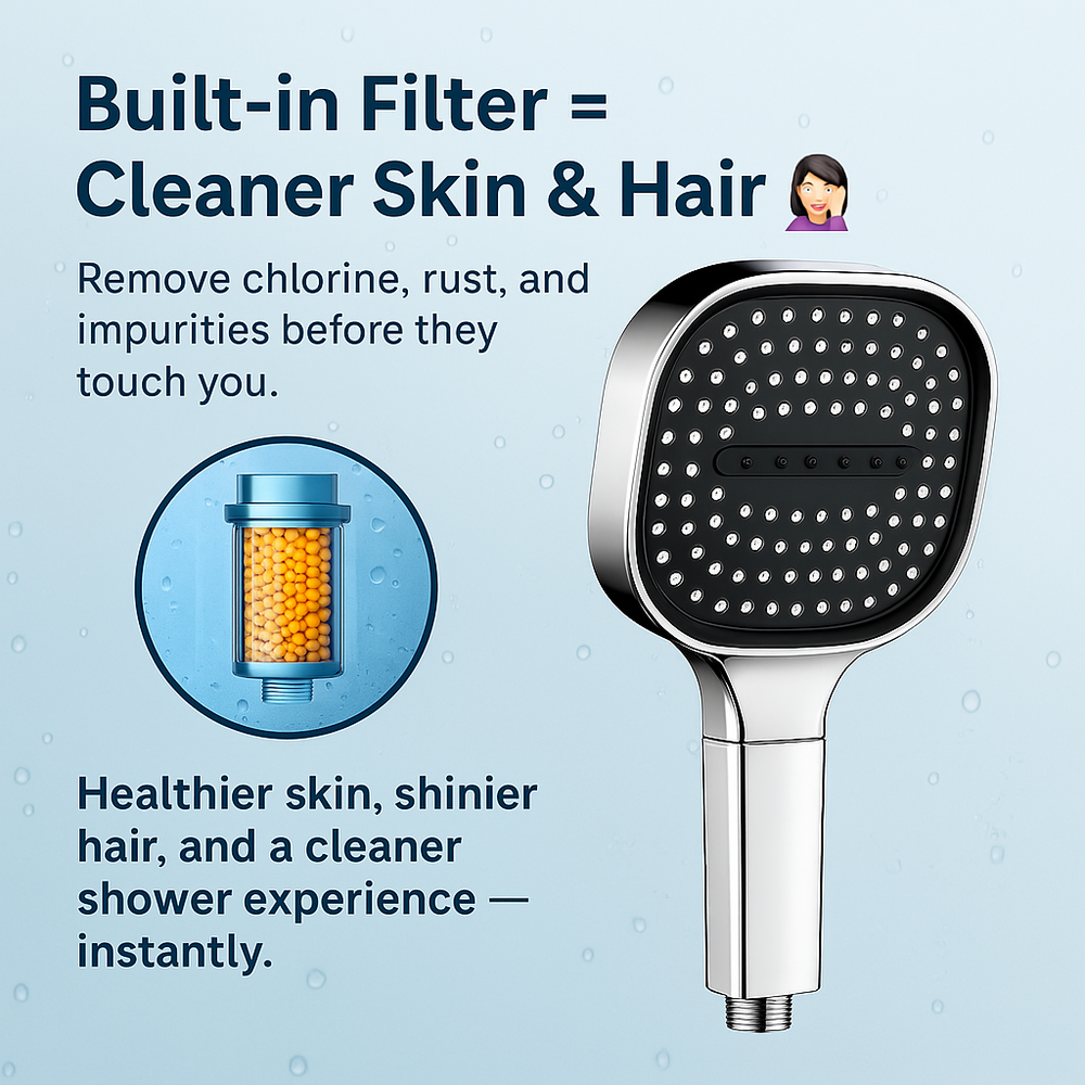 High Pressure Shower Head with Turbo Boost Technology & Advanced Filtration System - Ultimate Shower Experience