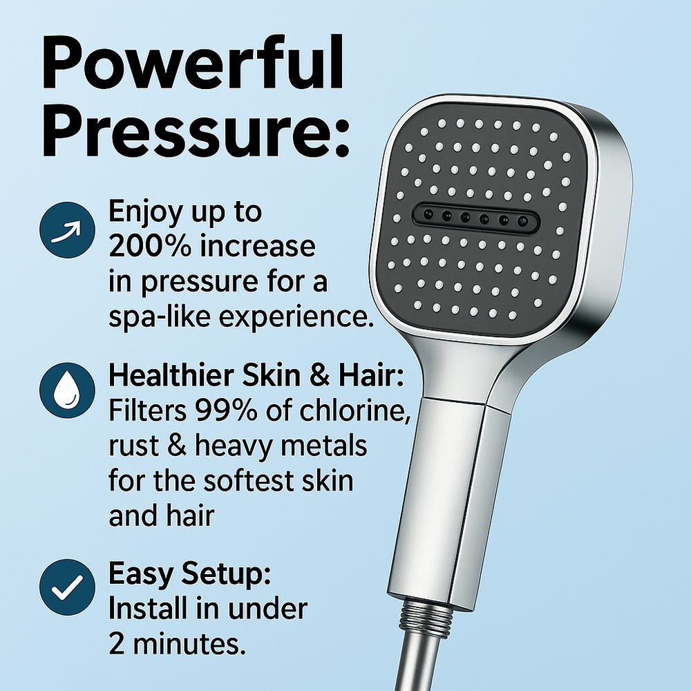 High Pressure Shower Head with Turbo Boost Technology & Advanced Filtration System - Ultimate Shower Experience