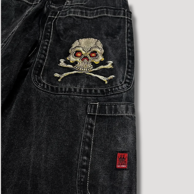 Raven High-Waisted Black Baggy Jeans for Women - Trendy Loose Fit Denim Pants