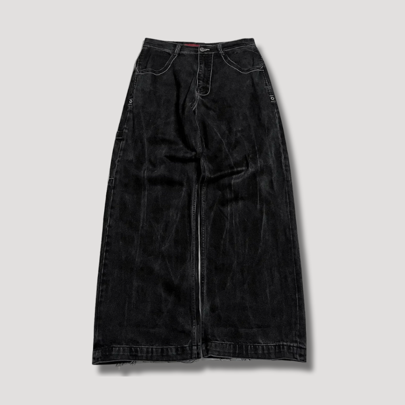 Raven High-Waisted Black Baggy Jeans for Women - Trendy Loose Fit Denim Pants