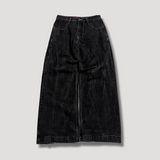Raven High-Waisted Black Baggy Jeans for Women - Trendy Loose Fit Denim Pants