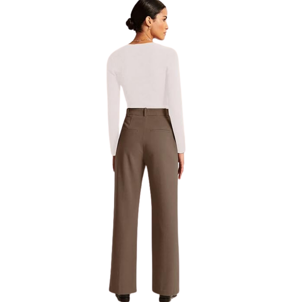 Katja High Waisted Business Casual Work Trousers with Pockets for Women - Stylish & Comfortable Office Pants