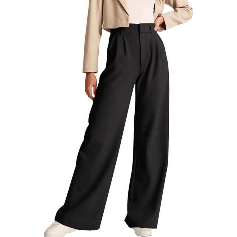 Katja High Waisted Business Casual Work Trousers with Pockets for Women - Stylish & Comfortable Office Pants