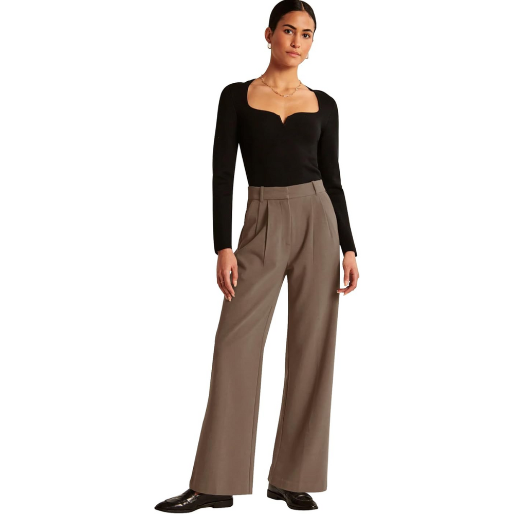 Katja High Waisted Business Casual Work Trousers with Pockets for Women - Stylish & Comfortable Office Pants