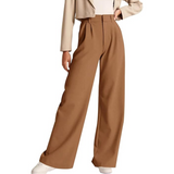 Katja High Waisted Business Casual Work Trousers with Pockets for Women - Stylish & Comfortable Office Pants