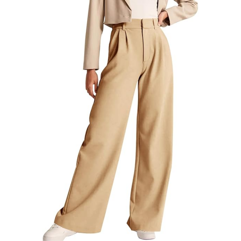 Katja High Waisted Business Casual Work Trousers with Pockets for Women - Stylish & Comfortable Office Pants