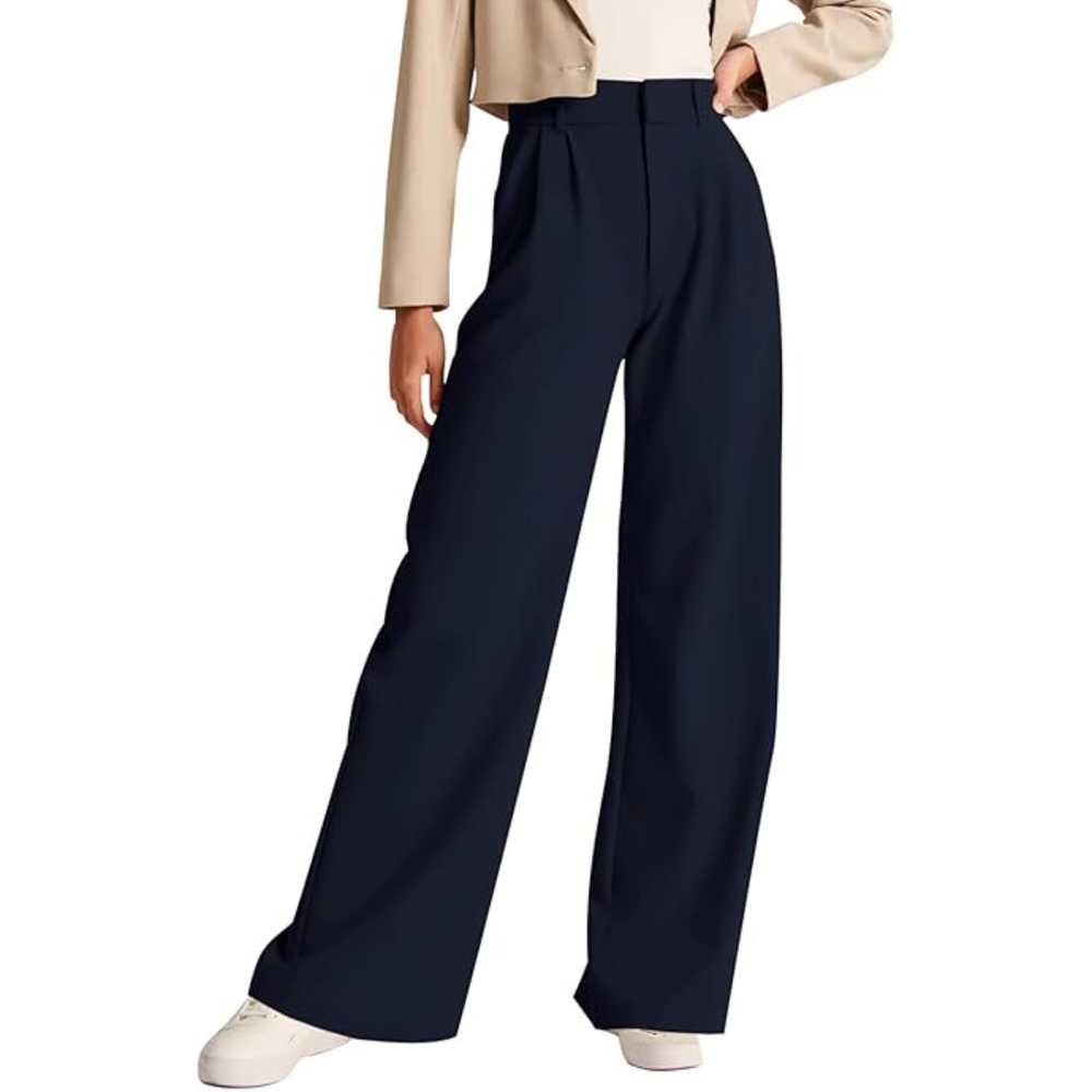 Katja High Waisted Business Casual Work Trousers with Pockets for Women - Stylish & Comfortable Office Pants