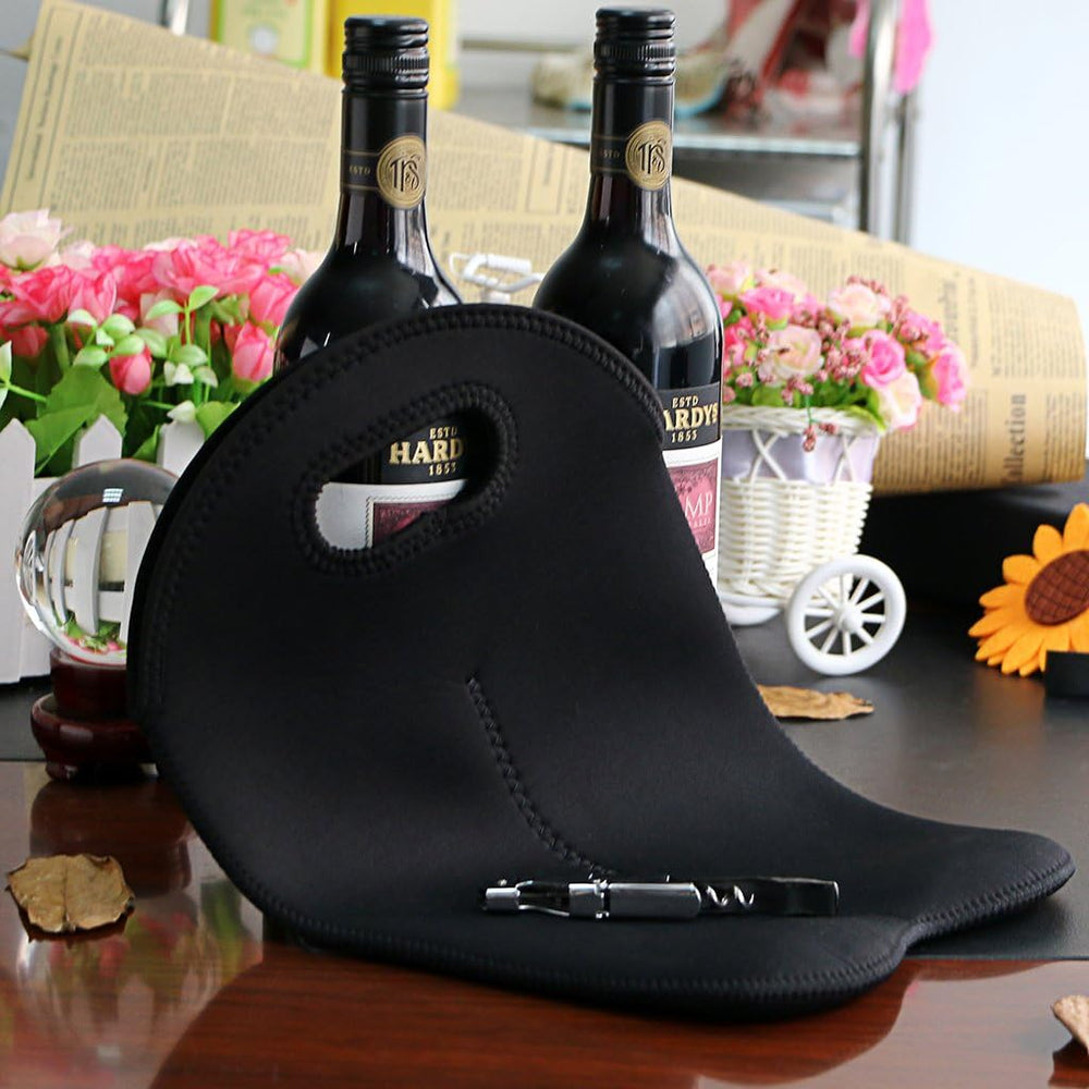 Premium Insulated Dual-Bottle Wine Carrier - Stylish & Durable Wine Tote for Travel & Storage