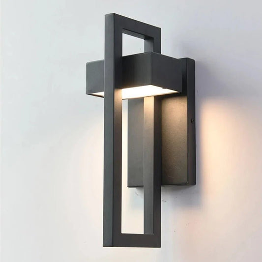 Outdoor Wall Light – Geometric Design, Aluminium-Acrylic Build & Warm White LED